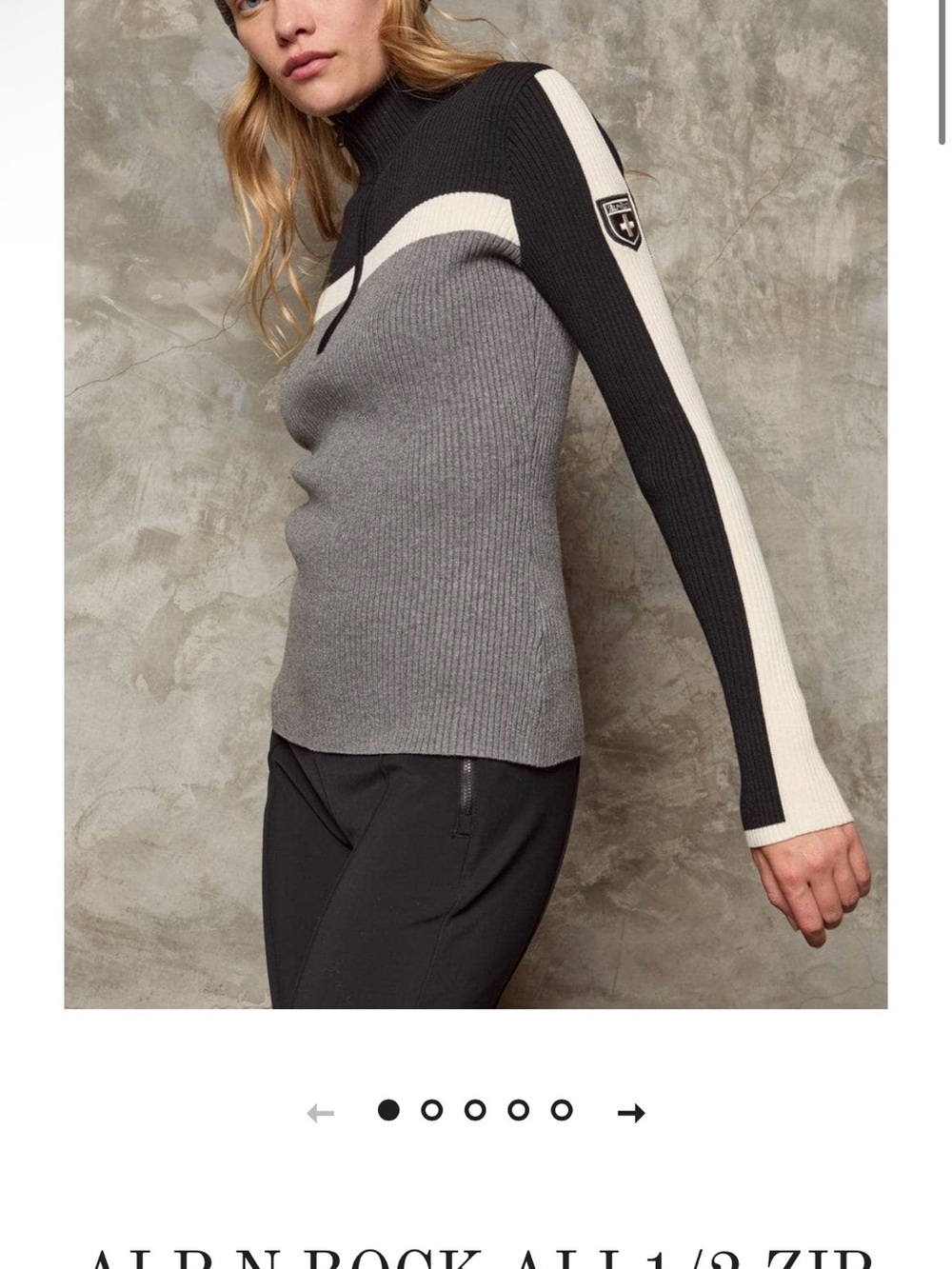 Alp N Rock Colorblock Ribbed Zip Mock Neck Sweater - Gray/Black/Cream NEW